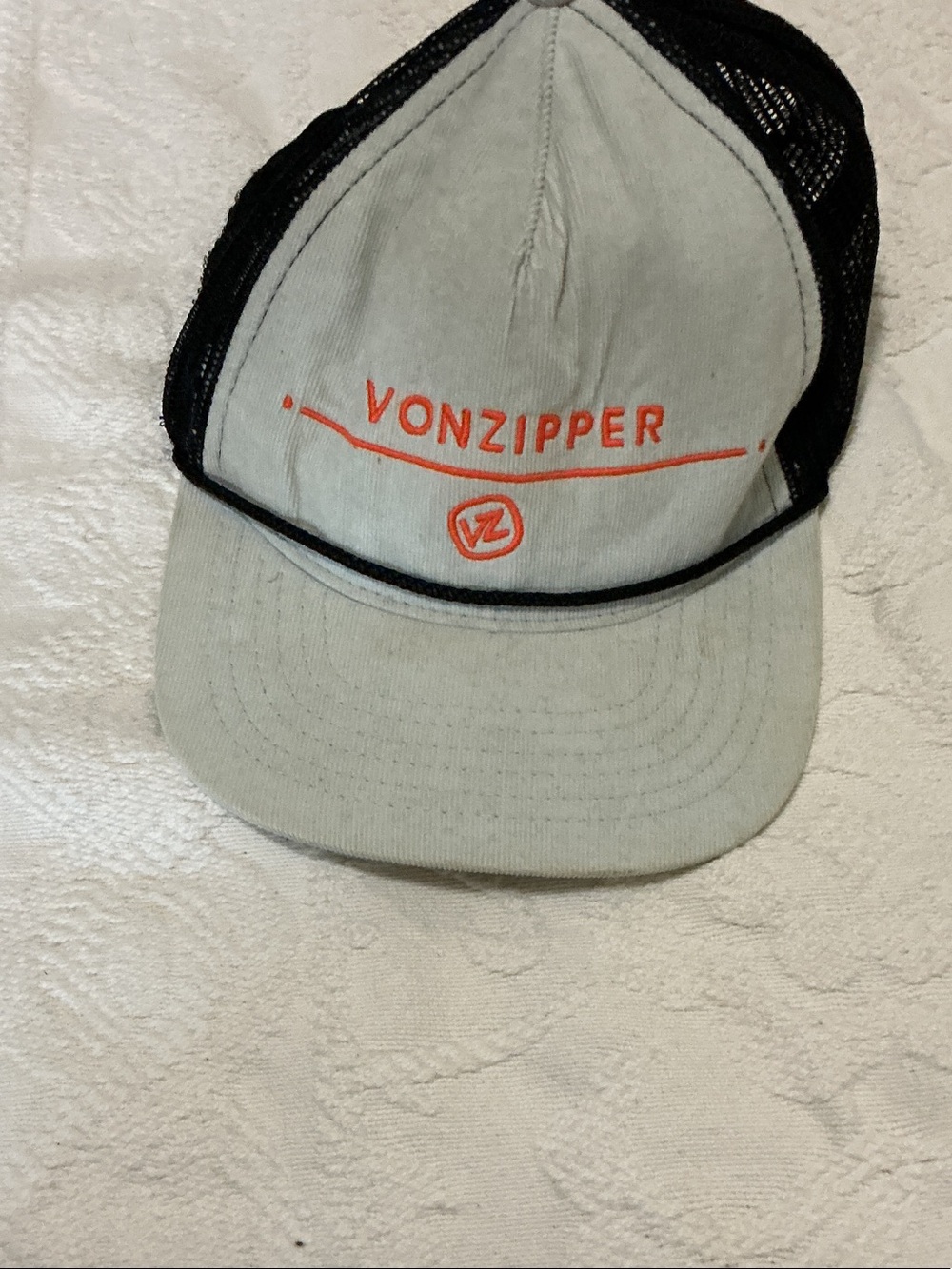 VonZipper Gray & Black Trucker Hat with Orange Logo